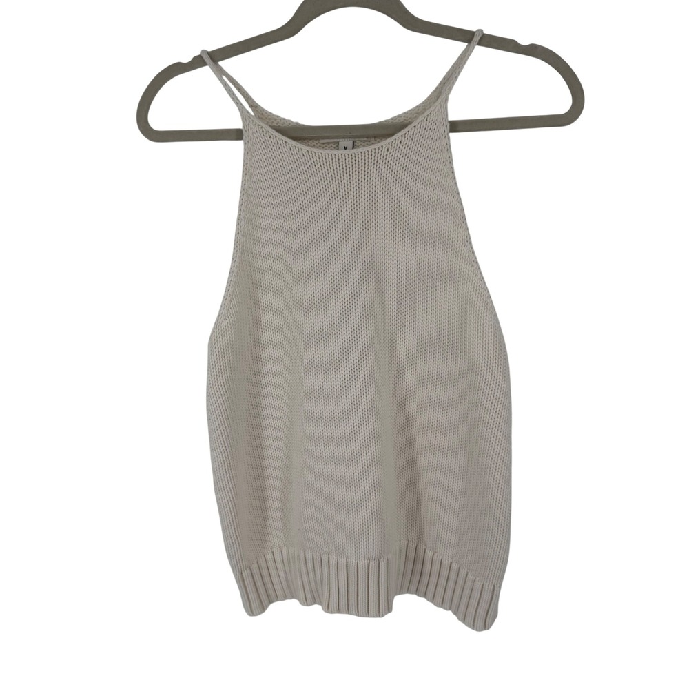 Banana Republic Halter Tank Women Medium Cream Silk Cotton Knit Top